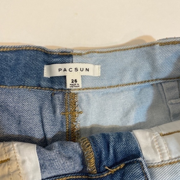 Pacsun jean woman’s shorts two blue cotton carpenter New size 26 - Picture 2 of 6